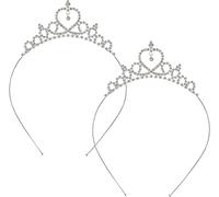 2 Pezzi Tiara Principessa, Fascia per Capelli con Corona d'Argento per Ragazze Bambini, Corona per Principessa con Strass di Cristallo, Tiara per Bambini Fasce per Capelli con Corona Tiara per Ragazze