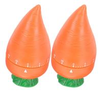2 Pezzi Timer da Cucina a Carota Meccanico in Metallo, Fino a 1 | Intervalli Chiaramente Segnati, Facile da Usare, per Cucina e Bagno, Stile Cartone Animato, Forma Carota