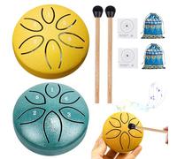 2 Pezzi Tongue Drum, 3 Inch 6 Note Rain Drum Outdoor, Mini Tamburo A Lingua In Acciaio, Mini Tamburo In Acciaio Ideale Per La Meditazione Yoga, Il Campeggio, L'illuminazione Musicale