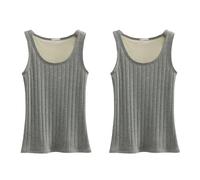 2 Pezzi Top Intimo Termico da Donna Foderato in Pile Strato Base, Gilet Intimo Termico Senza Maniche in Cotone Caldo Invernale da Donna, Canotta Canottiera Canotta,2 Pezzi Grigio,S