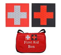 2 pezzi Toppa Medica Riflettente Medical Red Cross Patch First Aid Emblema Applique Toppe a strappo Emblema Applique per zaino (Rosso e Nero)