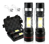 2 pezzi torcia a LED: 2000 lumen mini torce, torcia da campeggio con 5 modalità, torce super luminose USB ricaricabile, portatile e IPX5 impermeabile per campeggio, escursionismo, riparazione di