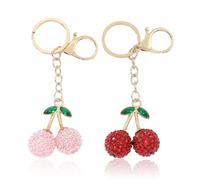 2 Pezzi Tornaria Di Ciliegia, Ciondolo Di Frutta Carino, Portachiavi In Metallo Creativo, Decorazione Sospesa Con Strass Per Bustine Di Borsa Multiuso.