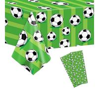 2 Pezzi Tovaglia da Calcio, 137 * 274 cm, Tema Calcio Compleanno Copertura Tavolo, Tovaglia con Motivo Pallone da Calcio, Tovaglia con Calcio Stampato, Decorazioni per feste di calcio, compleanno