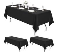 2 Pezzi Tovaglia Rettangolare Nera 153×320cm in Poliestere, Tovaglie Bianche per Tavolo Resistente all'Acqua e alle Macchie, Lavabile, Tovaglia Rettangolare per Buffet di Feste di Matrimonio