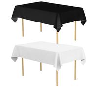2 Pezzi Tovaglia Rettangolare, Tovaglia Tessuto Decorativo Tovaglia Tovaglia Rettangolare in Poliestere Lavabile Tovaglie per Matrimonio, Festa, Banchetto (145 * 275 cm) (Nera & Bianco)