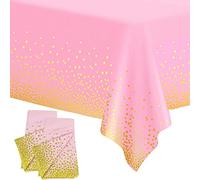 2 pezzi tovaglie usa e getta 137×274cm rosa e oro, coperture per tavolo, tovaglia rettangolare con coriandoli a pois per feste, tovaglie in plastica per picnic, baby shower, matrimoni, Natale