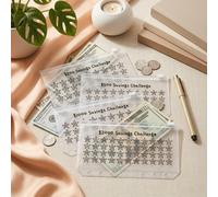 2 Pezzi Tracker per Sfida di Risparmio con Motivo a Stelle per $200, $500, $1000 e $2000, Modi Facili e Divertenti per Risparmiare Soldi, Planner di Budget con Busta con Cerniera, Buste per Contanti c