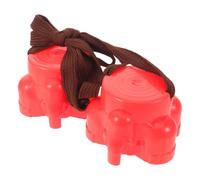 2 Pezzi Trampoli di Plastica Rossi per Gioco di Bilanciamento | Base Antiscivolo Allargata, Bordi Arrotondati, Forma Piede di Elefante, per Scuola Materna e Casa