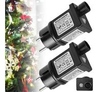 2 Pezzi Trasformatore Luci di Natale 31V 6W Alimentatore, 8 Modalità Presa a Intermittenza con Temporizzatore, IP44 Adattatore Luci Natale, Trasformatore Luci Natalizie per Luci Stringa Luci di Fate