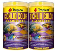 2 Pezzi Tropical Fiocchi Colorati Ciclidi XXL 1000ml Cibo per Ciclidi