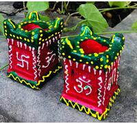 2 pezzi Tulsi Tulasi Diya Deepak fatto a mano terracotta terracotta Diwali La...