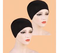 2 pezzi Turbanti elastici per donne - Cuffia di moda a tinta unita, in tessuto morbido e traspirante, flessibile, fascia per capelli comoda per uso quotidiano e protezione dei capelli Tagli UnicaPolie
