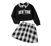 2 Pezzi Tuta Bambini Bambine Felpa Pullover Set Completo da Costume Giacche E Pantaloni con Tasca Natale Bimba Winter Snowsuit Casual Autunno Inverno per Regalo