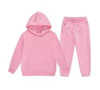 2 Pezzi Tuta Bambini Felpata Jogging Ginnastica Completo da Costume Felpa con Cappuccio Zip/Pullover Sportswear Multi Color Set di Abbigliamento per Ragazze Tute Sportive Bambina 3-15 Anni