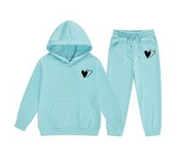 2 Pezzi Tuta Bambini Felpata Jogging Ginnastica Felpa A Maniche Lunghe Con Cappuccio Zip/Pullover E Pantaloni Inverno Tute Sportive Bambina 3-15 Anni