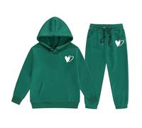 2 Pezzi Tuta Bambini Felpata Jogging Ginnastica Felpa A Maniche Lunghe Con Cappuccio Zip/Pullover E Pantaloni Inverno Tute Sportive Bambina 3-15 Anni
