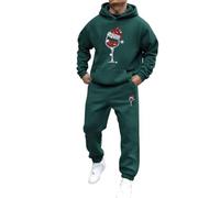 2 Pezzi Tuta da Uomo Sportiva Completa Stampe Natalizie Invernale Ginnastica due Giacca e Pantaloni con Tasche Y2k Tute Complete Invernali Traspirante Corsa Abbigliamento Streetwear Set Y2K Stile
