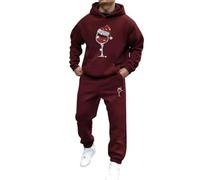 2 Pezzi Tuta da Uomo Sportiva Completa Stampe Natalizie Invernale Tuta da Ginnastica due Pezzi Cappuccio Felpa e Pantaloni con Tasche Tute Complete Traspirante Abbigliamento Streetwear 2025 2026