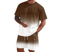 2 Pezzi Tuta Uomo,Estivi Spiaggia Completo da Ginnastica Completino Sportiva Jogging Polo E Pantaloncini 2-Piece Set Vacanza Tute Casa Beach Party Summer Holiday