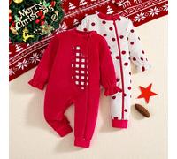 2 pezzi Tutina per bambine con blocchi di colore, pois e quadri a tema coniglio, in tessuto morbido e confortevole, design carino, adatta per uso quotidiano e gioco all'aperto, primavera/autunno 6-9M,