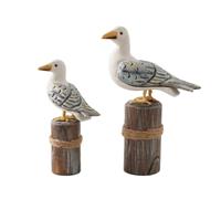 2 Pezzi Uccello Marino di Legno Antico Statuetta di Uccello Marino Shabby Chic