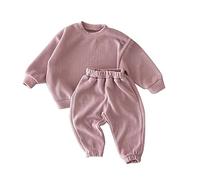 2 Pezzi Unisex Set di Felpe Felpata Jogging Ginnastica Bambini Casual Pullover Felpa Tuta Maniche Lunghe Girocollo Ragazzi Ragazze Abbigliamento Autunno Inverno Outfit 3-15 Anni