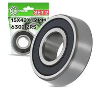 2 Pezzi Universale Cuscinetti a Sfera 6302 2RS 15 x 42 x 13 mm in Acciaio Resistente - ONIX TECH