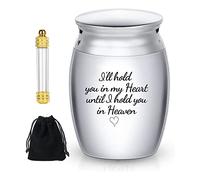 2 pezzi Urna cremazione piccola Mini urna in acciaio inox per ceneri commemorativa Urne funerarie piccole per le ceneri animali domestici o umani, Non più al mio fianco, ma per sempre nel mio cuore