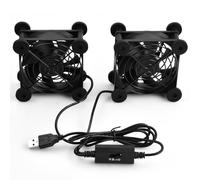 2 Pezzi USB 5V Ventola Raffreddamento PC 120mm, 2 in 1 Ventilatore per Case Computer Silenzioso, Fan Doppio Cuscinetto a Sfera senza spazzole 1500 RPM 3 Velocità per TV Box Router Proiettore (120MM)