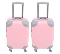 2 Pezzi Valigetta Mini per Bambole 18 Pollici in Abs Rosa Ruote