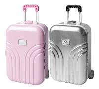 2 pezzi valigia creativa salvadanaio simulazione valigia da viaggio in plastica per gioielli, mini trolley bagagli salvadanaio, piccola scatola per bambini e adulti (argento+rosa), nan