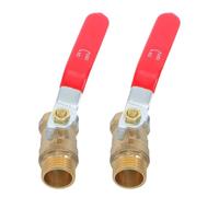 2 Pezzi Valvola a Sfera Mini in Rame 1/2 Pollice, Leva Rossa | Filettatura Interna ed Esterna, 300wog 300psi, Chiusura Rapida per Impianti Idrici Gas Naturale