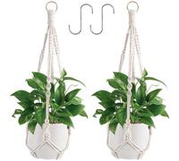 2 Pezzi Vasi Sospesi per Piante, Porta Piante da Appendere Macrame, Portavaso Pensile Interno, Sospese Portafiori Corda Adatto con Due Ganci per Giardino, Soggiorno, Esterno