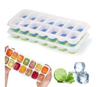 2 pezzi vassoi per cubetti di ghiaccio in silicone con coperchio,Stampo per cubetti di ghiaccio, senza BPA,vassoi per cubetti di ghiaccio quadrati facili da rimuovere