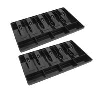 2 Pezzi Vassoio Cassa con 5 Scomparti Banconote e 4 Monete | Inserto per Cassetto, Clip a Molla, Leggero e Portatile, per Supermercati e Piccoli Esercizi