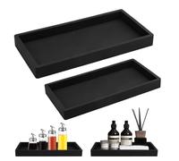 2 Pezzi Vassoio da Bagno in Silice,20.2×10cm×1.9cm e 30×12.8×1.9cm Vassoio Portaoggetti da Bagno in Silice,Antiscivolo Vassoio Rettangolare Nero Per Vanità,Vasca da Bagno,Lavello Della Cucina E Bagno