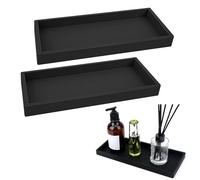 2 Pezzi Vassoio Da Bagno Nero, Vassoio Decorativo Bagno, Vassoio Porta Sapone Bagno, Vassoio Decorativo in Resina, Per Tessuti Candele Sapone Shampoo Profumi Asciugamano Cosmetici Gioielli