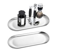 2 Pezzi Vassoio Decorativo Svuotatasche Design Moderno Vassoio da Portata Vassoio Caffe Vassoio Rettangolare per Dessert Cosmetici Gioielli Profumi (Argento)