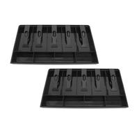 2 Pezzi Vassoio Inserto per Cassetto con tanti con 5 Scomparti | 4 Vani Monete, ABS Nero Leggero, Clip a Molla, per Casse Negozio e Supermercato