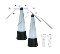 2 Pezzi Ventilatori Anti-mosche Da Tavolo - Ventilatore 2 In 1 Anti-mosche Ricaricabile Tramite USB Con Luce LED, Ventilatori Portatili Silenziosi Anti-zanzare Per Esterni E Interni, Feste, Barbecue