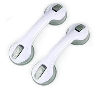 2 Pezzi Ventosa con Maniglia per Doccia, Maniglia per Vasca in Plastica (Non c'è Bisogno di Perforare), Per Bagno Antiscivolo, Bambini e Portatori di Handicap (Grigio Chiaro)