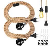 2 pezzi vintage corda di canapa lampada a sospensione kit cavo 4,5 m, attacco E27, lampada a sospensione fai da te per industria, bar, balcone