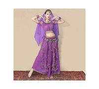 (2 pezzi - viola) Set di costumi da danza del ventre indiana della principessa Jasmine per cosplay di