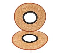 2 Pezzi Visiera Parasole per Casco di Sicurezza in Paglia 48 CM | Copertura Ampia per Viso e Collo, Elastico Chiusura a Strappo, Stile Naturale Intrecciato