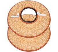 2 Pezzi Visiera per Casco Edile a Tesa Larga, Protezione Solare 48 | Materiale di Paglia, Elastico e Chiusura a Strappo, Installazione Semplice, per Cantieri e Lavori All'aperto