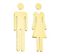 2 Pezzi WC Cartello Uomo Donna Targa Cartello Toilette Porta Segno Targa Targhetta Adesiva Segnaletica Autoadesivo per contrassegnare i Servizi igienici Senza perforare(Oro)
