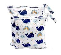 2 Pezzi Wetbag Pannolini Riutilizzabile, Wetbag Borsa per Pannolini Lavabili, Wet Bag Borsa Wetbag Pannolini con Doppia Cerniera, Bambino Bag per Viaggi Spiaggia Piscina Gym (Balena Blu)