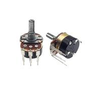 2 pezzi WH138-1-4 B10K B50K B100K B500K Potenziometro di regolazione della velocità oscuramento con interruttore a 3 pin Lunghezza albero 20 mm(500K Ohm)