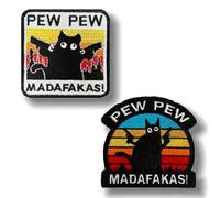 2 pezzi WHY SO SERIOUS divertenti frasi ricamate patch,divertenti frasi di gatto caricatura bifacciale autoadesive per cappelli da baseball, abbigliamento militare uniforme zaini jeans borse